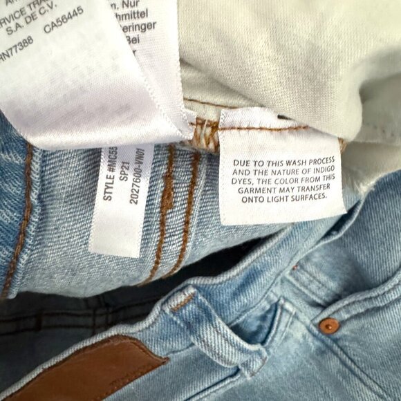 MADEWELL High Rise Slim Crop Boy Jeans Stretch Denim Light Wash Distressed 25 - Picture 5 of 8